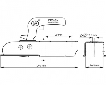 Cupla remorca 750 kg pentru ax patrat 70 mm. SPP ZSK-750J [1]