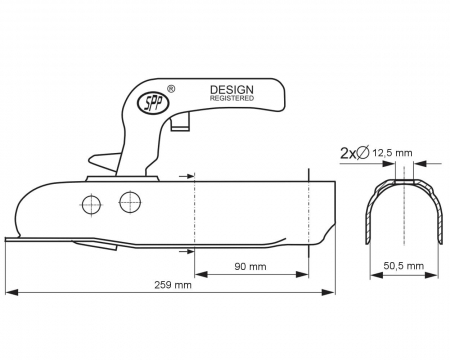 Cupla remorca 750 kg pentru ax rotund 50 mm. SPP ZSK-750C [1]