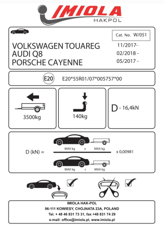 Cârlig de remorcare Hakpol W/051 pentru Porsche Cayenne (2017+) [1]