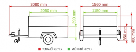 Remorca 750 kg obloane duble punte simpla 2050x1150x790 mm. [3]