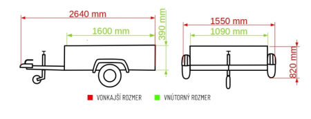 Remorca 750 kg punte simpla 1600x1090x340 mm. [5]
