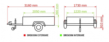 Remorca basculabila 750 kg punte simpla  2050x1220x390 mm. [4]