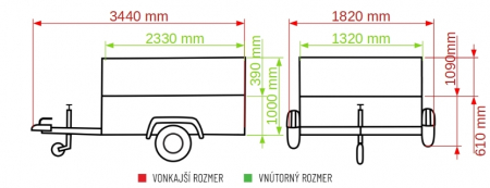 Remorca cu prelata si cadru 750 kg punte simpla 2330x1320x390 mm [3]