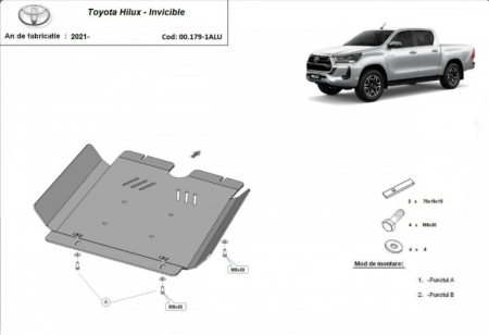 Scut motor Toyota Hilux Invincible - Scut Aluminiu Cutie de Viteze Toyota Hilux Invincible (2021 - Prezent) - 4mm