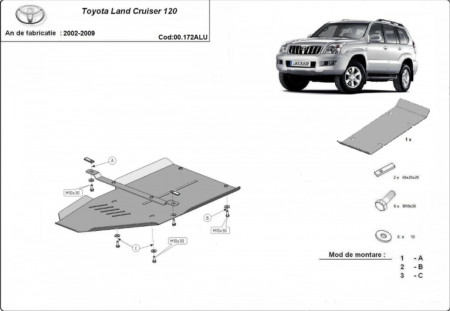 Scut Aluminiu Cutie Viteze 4mm Toyota Land Cruiser J120 2002-2009 - Protecție Transmisie [0]