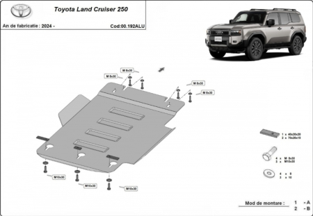 Scut motor Toyota Land Cruiser - Scut Aluminiu 4mm Cutie de Viteze și Reductor Toyota Land Cruiser J250 (2024-2026) – 00.192ALU