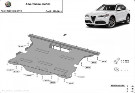 Scut motor Alfa Romeo - Scut aluminiu motor Alfa Romeo Stelvio 2016 - prezent model 2