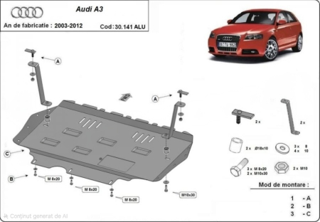 Scut motor Audi - Scut aluminiu motor Audi A3 2003 - 2012