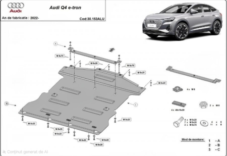 Scut motor Audi - Scut Aluminiu 3mm Karmaster pentru Audi Q4 e-tron | Protecție Motor și Cutie Viteze