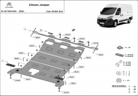 Scut motor Citroen Jumper - Scut aluminiu motor cutie radiator 4mm Citroen Jumper 2016+