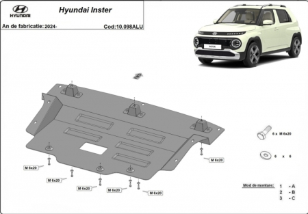 Scut motor Hyundai Inster - Scut aluminiu motor 3mm Hyundai Inster EV 2024+