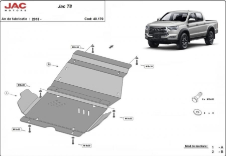 Scut motor JAC T8 - Scut aluminiu motor JAC T8 2018 - 2024