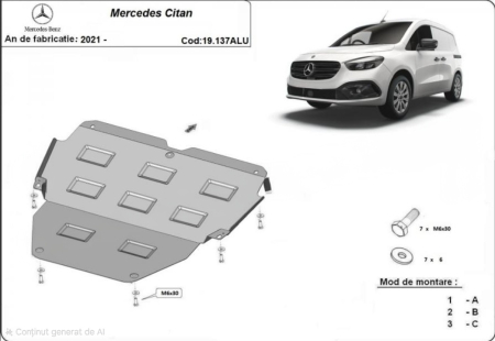 Scut motor Mercedes Citan - Scut-Aluminiu-Motor-Cutie-Viteza-Mercedes-Citan-2021-Karmaster-19.137-ALU