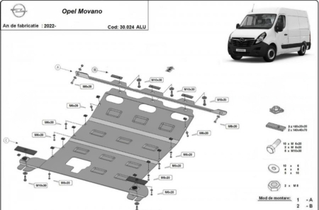 Scut motor Opel Movano - scut-aluminiu-motor-Opel-Movano-2021-prezent-karmaster-greutate-redusa