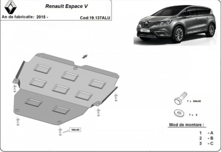 Scut motor Renault Espace - Scut motor si cutie aluminiu Renault Espace V 2015+