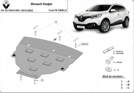 Scut motor Renault Kadjar - Scut motor cutie radiator aluminiu Renault Kadjar 2015+