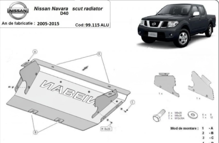 Scut motor Nissan Navara - Scut-Aluminiu-Radiator-Nissan-Navara-D40-2005-2015-Karmaster-99115-ALU