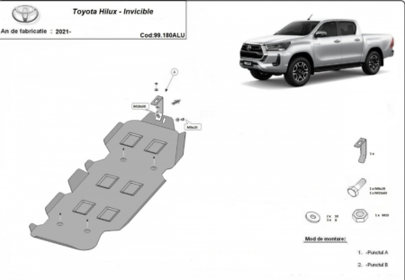 Scut motor Toyota Hilux Invincible - Scut Aluminiu Rezervor Toyota Hilux Invincible (2021 - Prezent) - 3mm