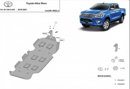 Scuturi metalice - Scut Aluminiu 3mm Rezervor Toyota Hilux Revo 2016-2021 - Protecție Rezervor Combustibil