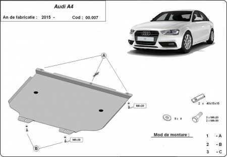 Scut motor Audi - Scut metalic cutie de viteze Audi A4 B9 dupa 2015