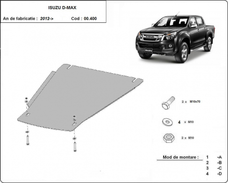 Scut motor Isuzu - Scut metalic cutie de viteze Isuzu D-Max dupa 2012