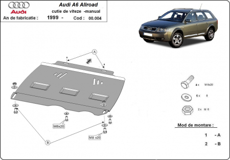 Scut motor Audi - Scut metalic cutie de viteze manuala Audi Allroad 2000-2005