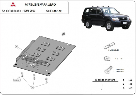 Scut motor Mitsubishi - Scut metalic cutie de viteze Mitsubishi Pajero 3 (V60, V70) 1997-2007