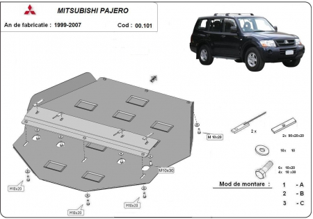 Scut motor Mitsubishi - Scut metalic cutie de viteze Mitsubishi Pajero 3 (V60, V70) Vers. 2.0 1999-2007