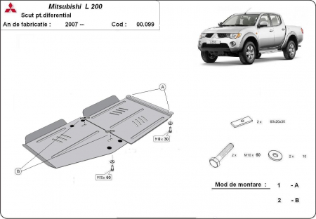 Scut motor Mitsubishi - Scut metalic cutie de viteze si diferential Mitsubishi L200 2007-2015