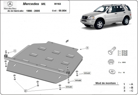 Scut motor Mercedes - Scut metalic cutie de viteze si reductor Mercedes ML W163 1998-2005