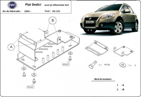 Scut motor Fiat - Scut metalic diferential Fiat Sedici dupa 2005