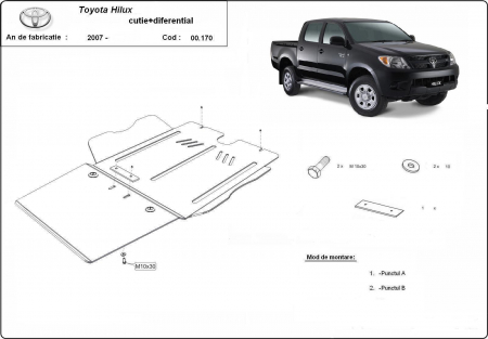Scut motor Toyota - Scut metalic diferential si cutie de viteze Toyota Hilux dupa 2007