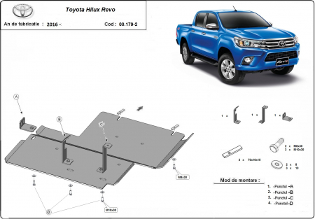Scut motor Toyota - Scut aluminiu diferential si reductor Toyota Hilux Revo dupa 2016