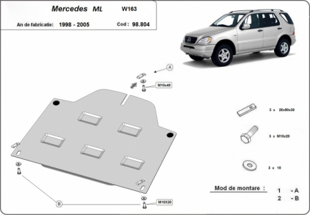 Scut motor Mercedes - Scut metalic diferential spate Mercedes ML W163 1998-2005