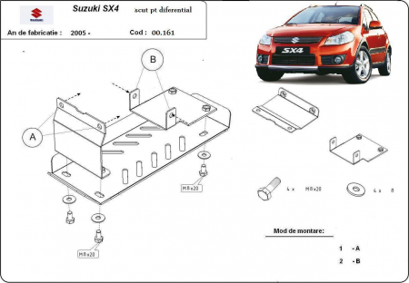 Scut motor Suzuki - Scut metalic diferential Suzuki SX 4WD 2006-2013