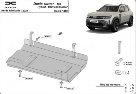 Scuturi metalice - Scut metalic acumulator Dacia Duster hybrid 2024 - prezent