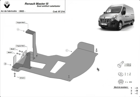 Scut motor Renault Master - Scut Metalic Antifurt Catalizator Renault Master 3 (2022-2025) Karmaster