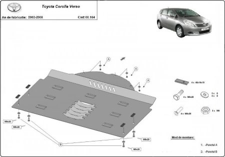 Scut motor Toyota - Scut metalic antifurt catalizator Toyota Corolla Verso