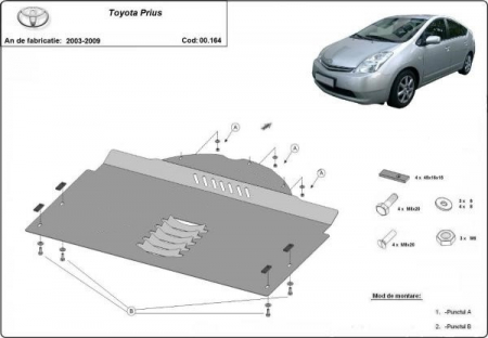 Scut motor Toyota - Scut metalic antifurt catalizator Toyota Prius 2003 - 2009