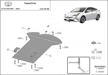 Scut motor Toyota - Scut metalic antifurt catalizator Toyota Prius 2019 - prezent