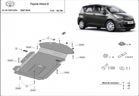 Scuturi metalice - Scut metalic antifurt catalizator Toyota Verso (2007 - 2018) - Protecție 2mm