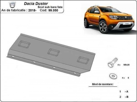 Scut metalic bara fata Dacia Duster dupa 2018