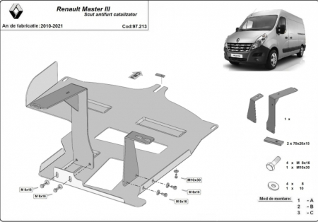 Scut motor Renault Master - Scut metalic catalizator Renault Master 2010-2021