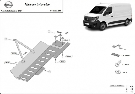 Scut motor Nissan Interstar - Scut Metalic Anti-Furt Catalizator și Sistem Stop & Go Nissan Interstar (2024+)