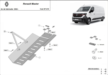 Scut motor Renault Master - Scut Metalic Protecție Catalizator Stop Start Renault Master (2024-prezent) Karmaster