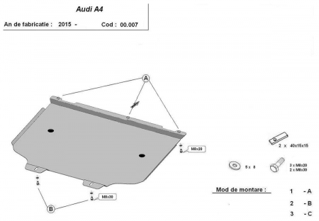 Scut motor Audi Allroad - Scut metalic cutie de viteze Audi A4 B9 Allroad fabricat dupa 2015