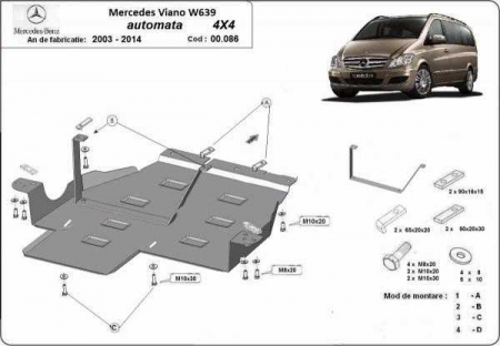Scut motor Mercedes - Scut metalic cutie de viteze automata si reductor Mercedes Viano W639 4x4