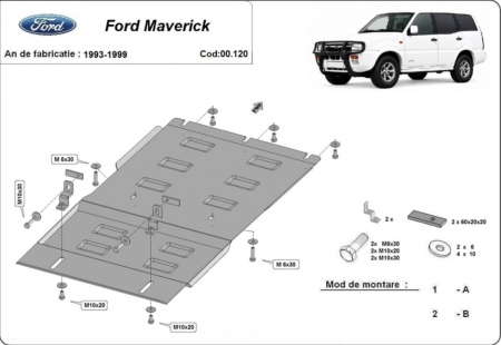 Scut motor Ford Maverick - Scut cutie viteze oțel 3mm Ford Maverick 1993-1999