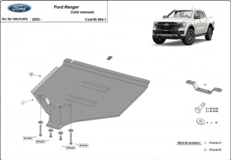 Scut motor Ford Ranger - Scut metalic cutie de viteze manuala Ford Ranger 2023 - prezent