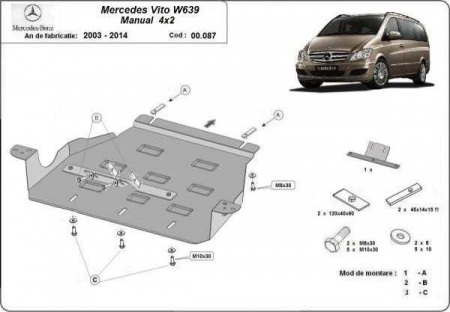 Scut motor Mercedes - Scut metalic cutie de viteze manuala Mercedes Viano W639, 2.2D,4x2